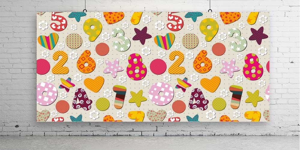 Eğlenceli Desenli Sayılar ve Şekiller Duvar Kağıdı 1088