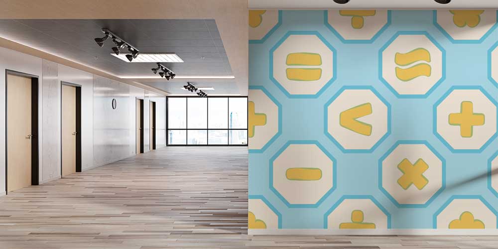 Matematik İşlemleri Desenli Duvar Kağıdı 1090