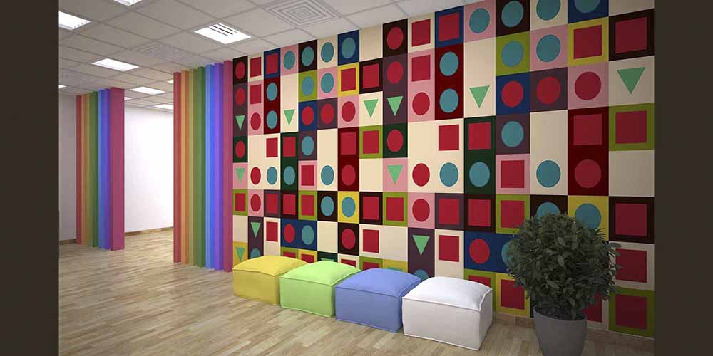 Renkli Geometrik Şekiller Mozaik Duvar Kağıdı 1093