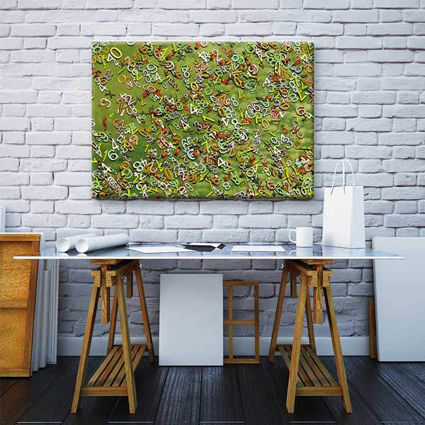 Okul Poster Tablo: Renkli Uçan Sayılar Soyut Matematik – B-323