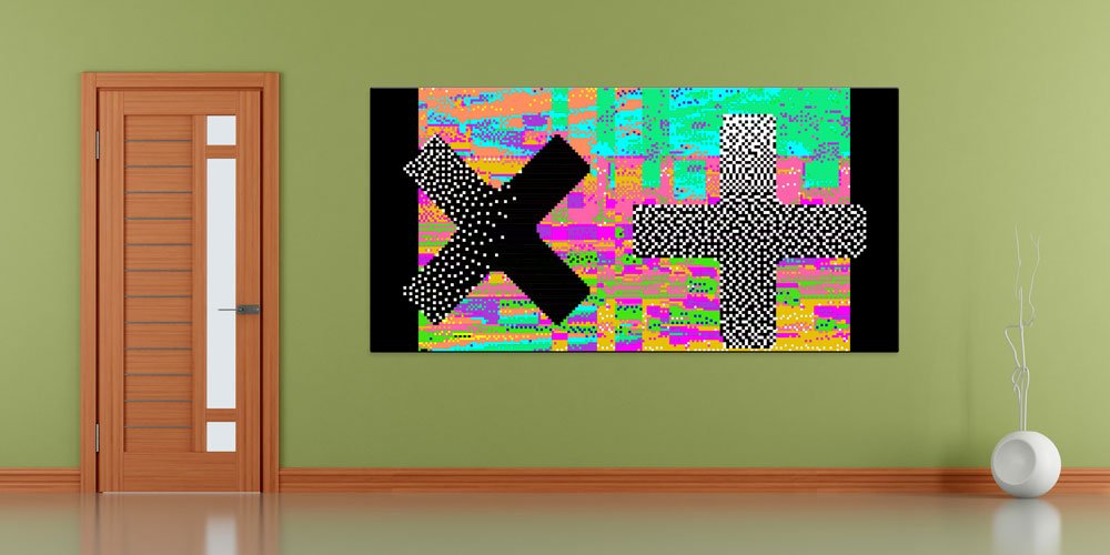 Artı Eksi Sembollü Dijital Soyut Ofis Duvar Dekoru 7829