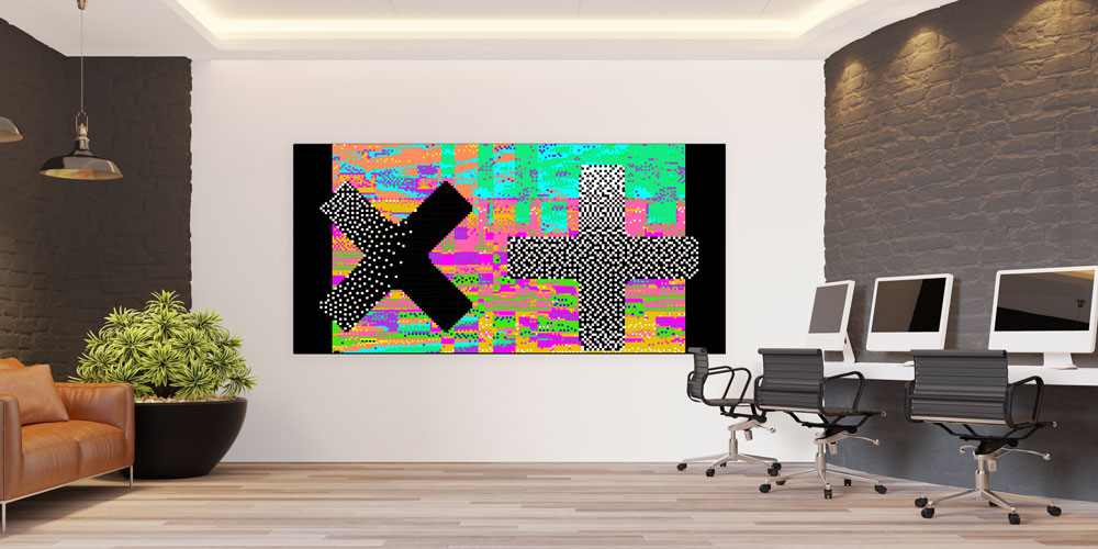 Artı Eksi Sembollü Dijital Soyut Ofis Duvar Dekoru 7829