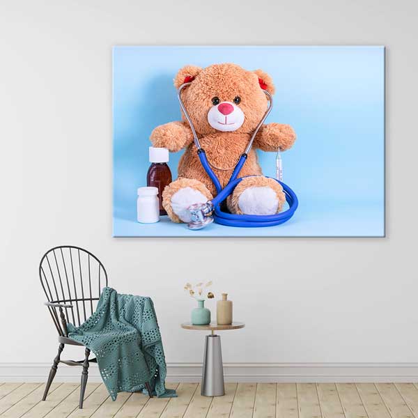 Ayıcık Doktor Temalı Çocuk Hastane Duvar Tablosu – 12684
