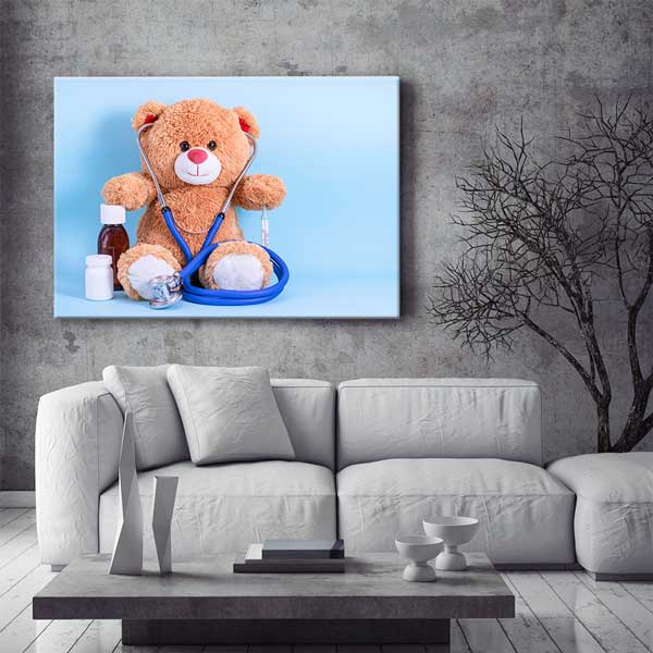 Ayıcık Doktor Temalı Çocuk Hastane Duvar Tablosu – 12684