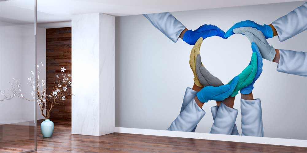 El Ele Kalp Oluşturan Doktorlar Duvar Giydirme 12647