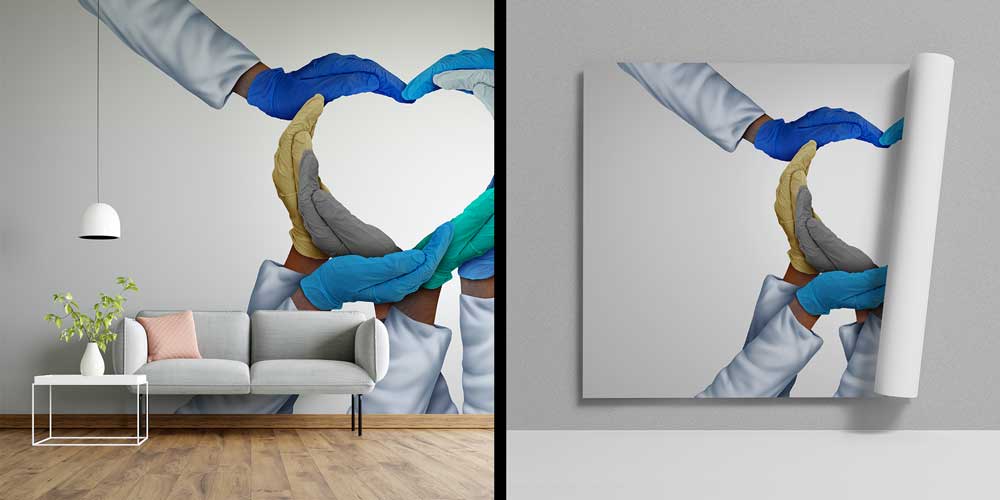 El Ele Kalp Oluşturan Doktorlar Duvar Giydirme 12647