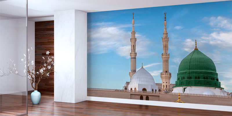 Medine Mescid-i Nebevi Yeşil Kubbe ve Minareler Duvar Kağıdı 10487