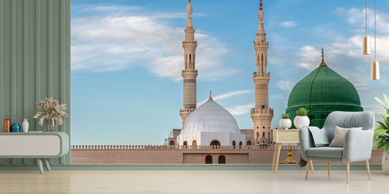 Medine Mescid-i Nebevi Yeşil Kubbe ve Minareler Duvar Kağıdı 10487