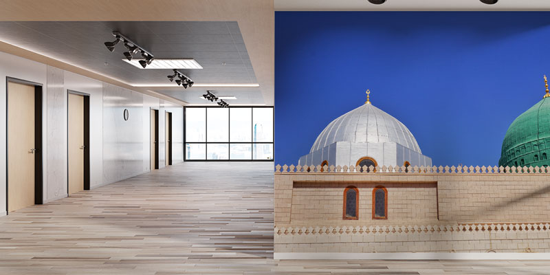 Medine Yeşil ve Beyaz Kubbe Desenli İslami Duvar Kağıdı 10484