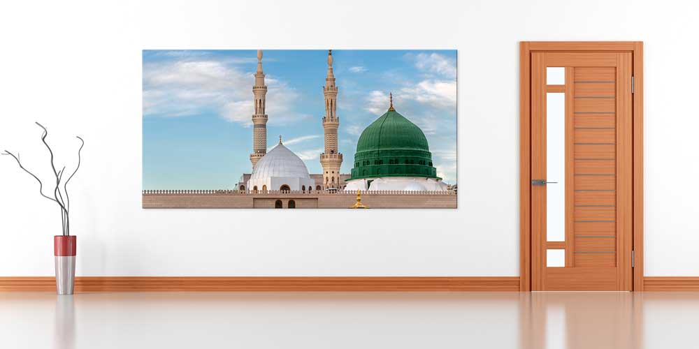 Medine Mescid-i Nebevi Yeşil Kubbe Tasarımlı Büyük Ebat Duvar Dekoru – 11457