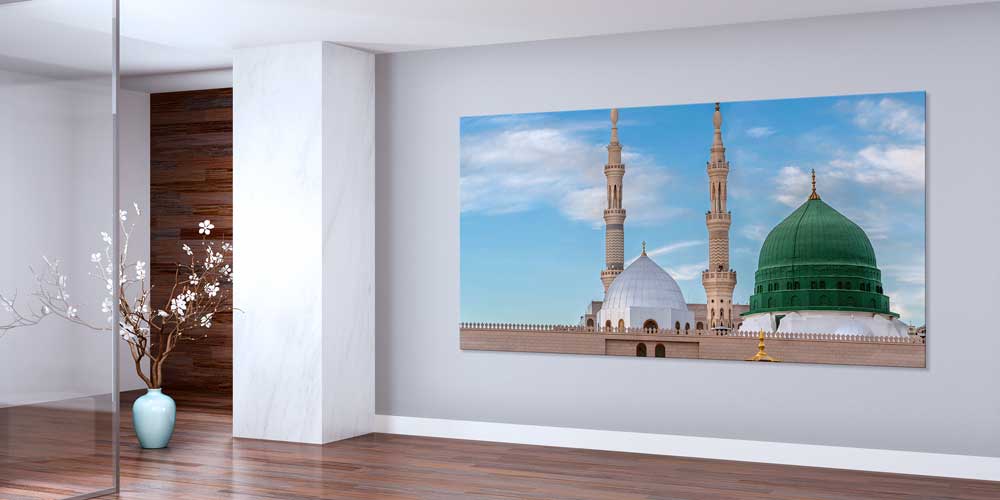 Medine Mescid-i Nebevi Yeşil Kubbe Tasarımlı Büyük Ebat Duvar Dekoru – 11457