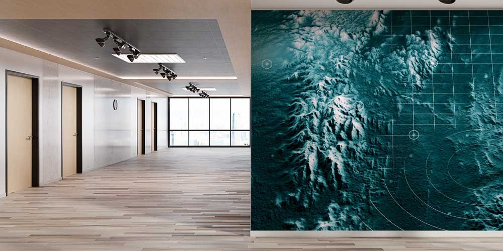 Askeri Topografik Harita ve Radar Desenli Duvar Kağıdı 10931