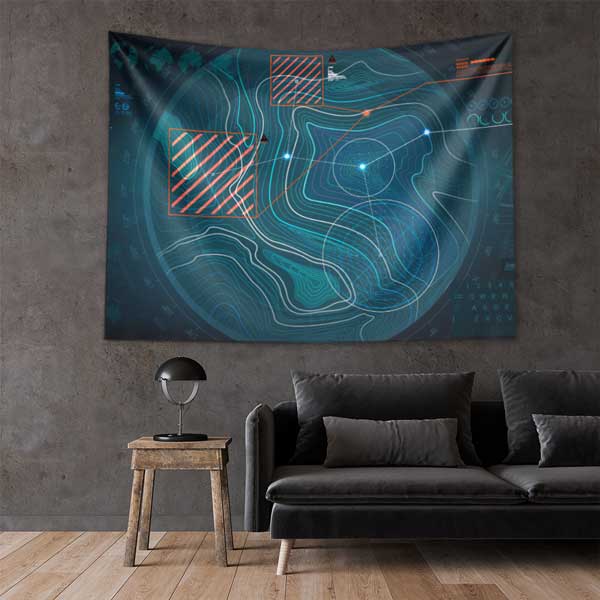 Askeri Radar Haritası Duvar Örtüsü 11029