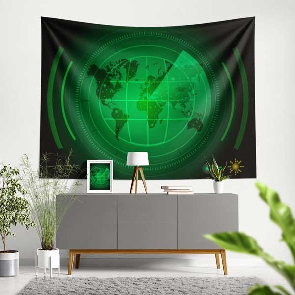 military-map-wall-decor-11032-00 Dünya Haritalı Radar Ekranı Duvar Örtüsü 11032