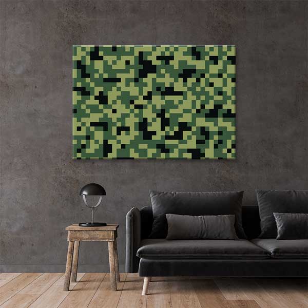 Piksel Askeri Kamuflaj Deseni Kanvas Tablo – 11251