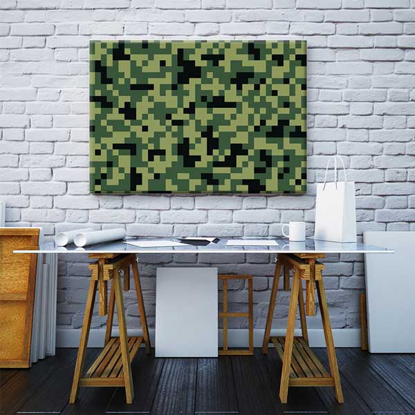 Piksel Askeri Kamuflaj Deseni Kanvas Tablo – 11251