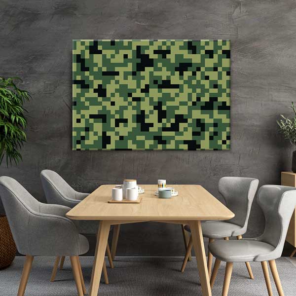 Piksel Askeri Kamuflaj Deseni Kanvas Tablo – 11251