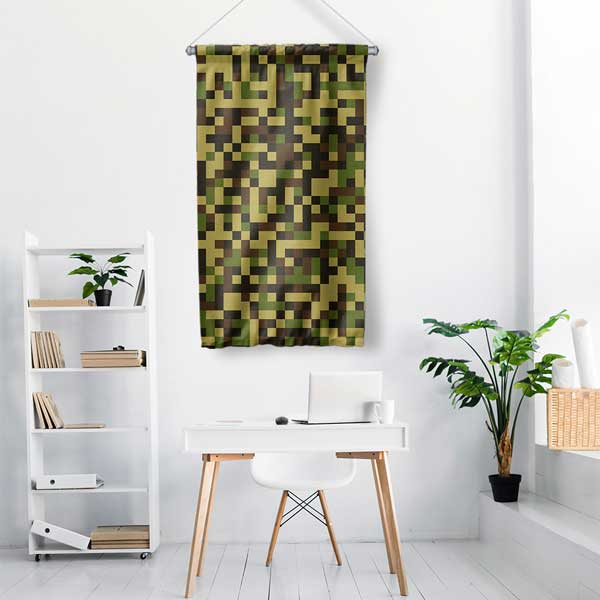 Piksel Kamuflaj Desenli Askeri Duvar Flaması 11176