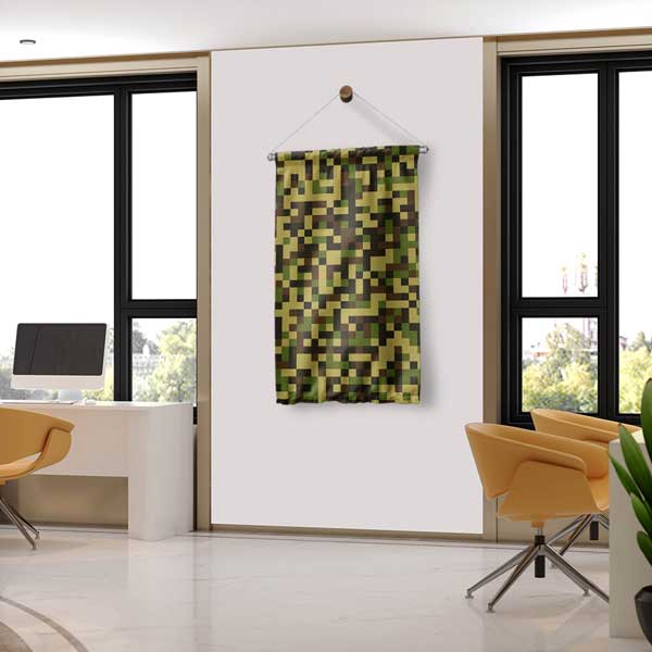 Piksel Kamuflaj Desenli Askeri Duvar Flaması 11176