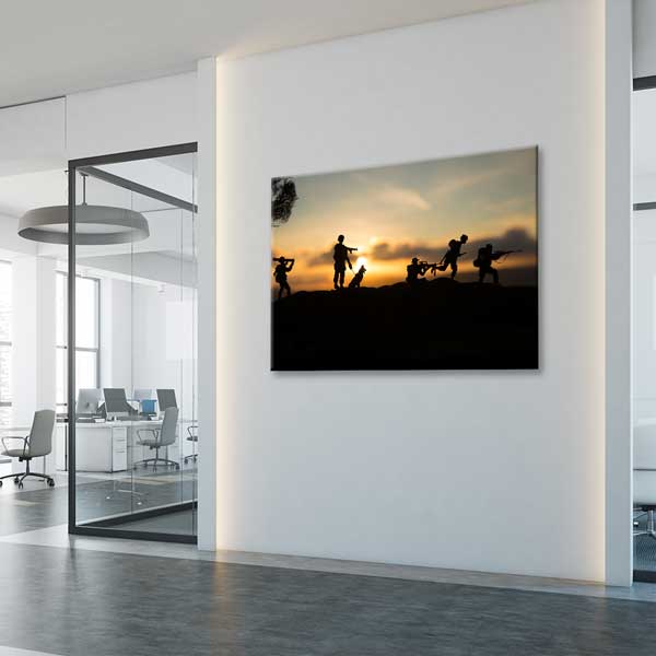 Askeri Birlik ve Köpek Siluetleri Kanvas Tablo – 11219