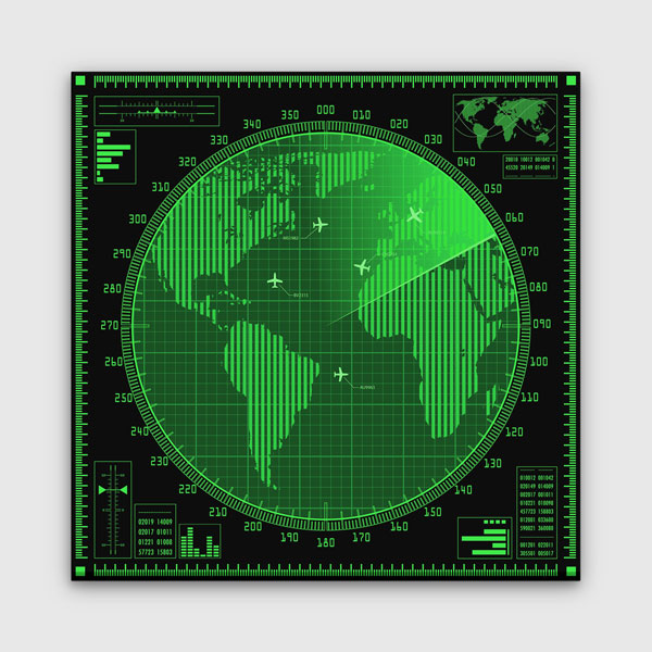 Askeri Radar Ekranı Dünya Haritası Duvar Tablosu – 11270