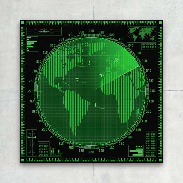 Askeri Radar Ekranı Dünya Haritası Duvar Tablosu – 11270