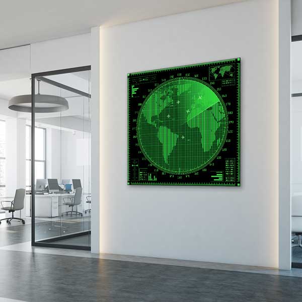 Askeri Radar Ekranı Dünya Haritası Duvar Tablosu – 11270