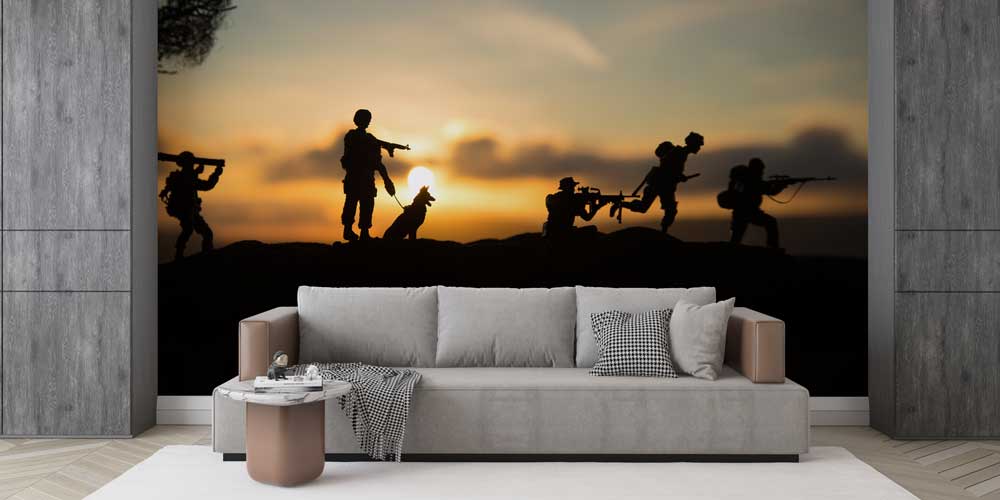 Gün Batımı Askeri Operasyon Silüet Duvar Kağıdı 10991