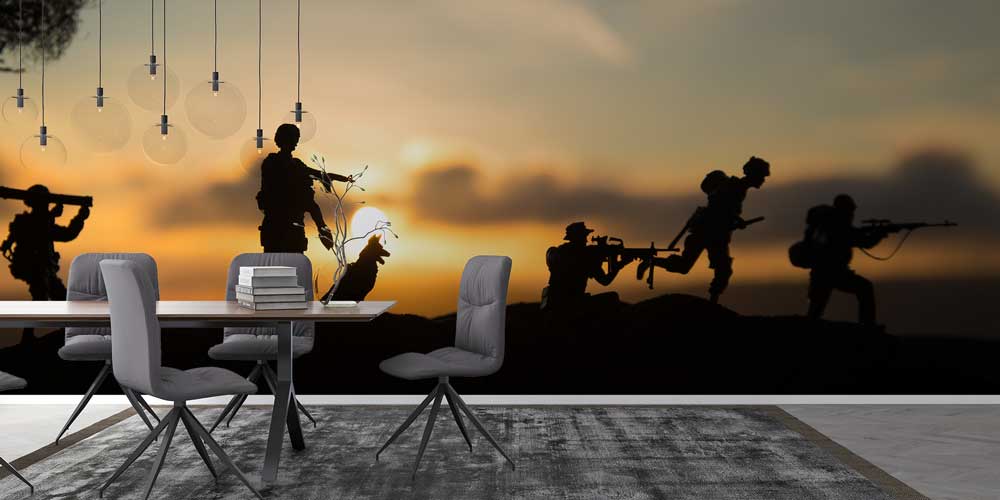 Gün Batımı Askeri Operasyon Silüet Duvar Kağıdı 10991