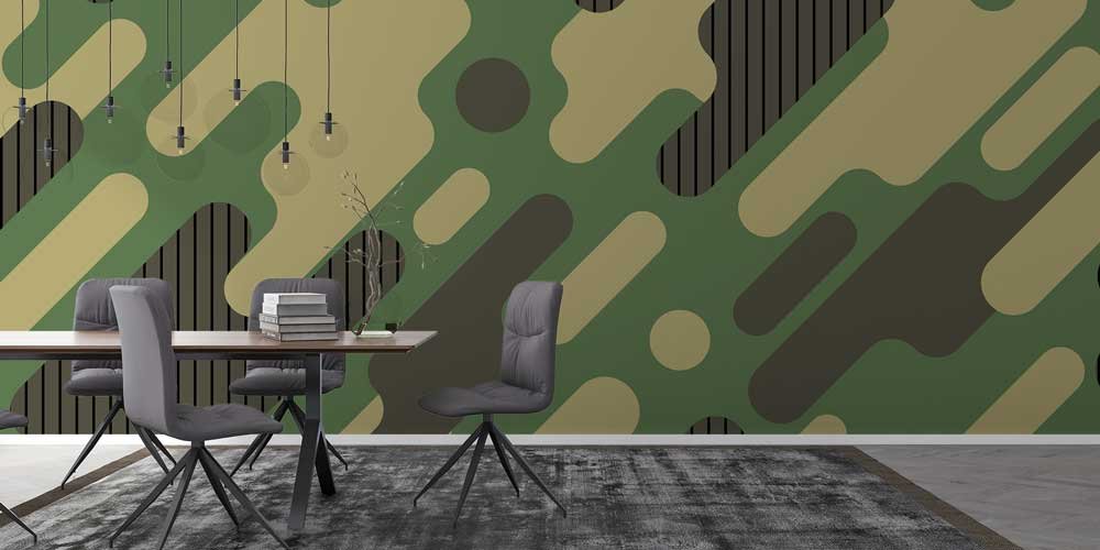 Soyut Dalgalı Kamuflaj Duvar Kağıdı 11003