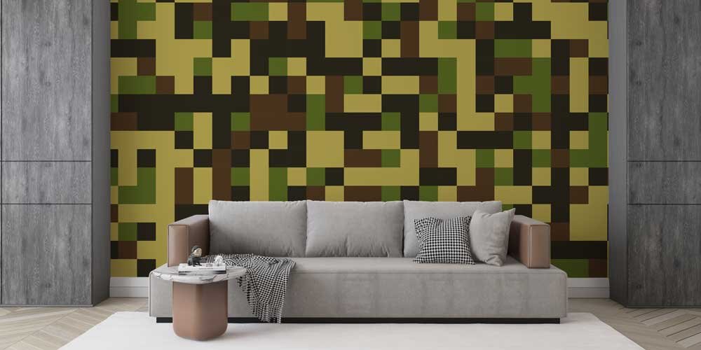 Dijital Kareli Kamuflaj Duvar Kağıdı 11006