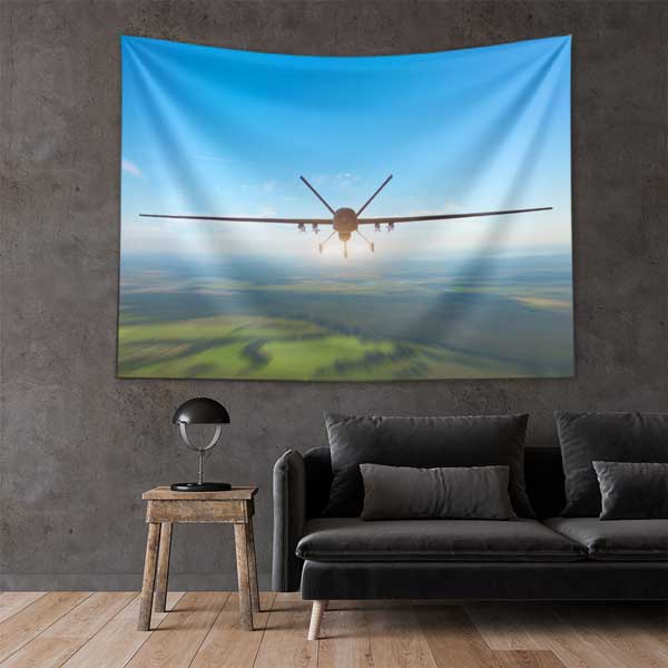 Drone İHA Uçağı Havadan Görünüm Duvar Örtüsü 11056