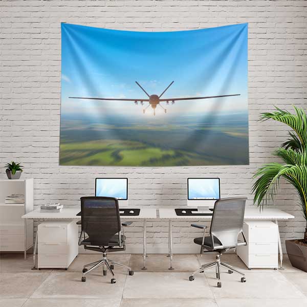 Drone İHA Uçağı Havadan Görünüm Duvar Örtüsü 11056