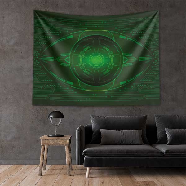 Askeri Yeşil Siber Göz Duvar Örtüsü 11087