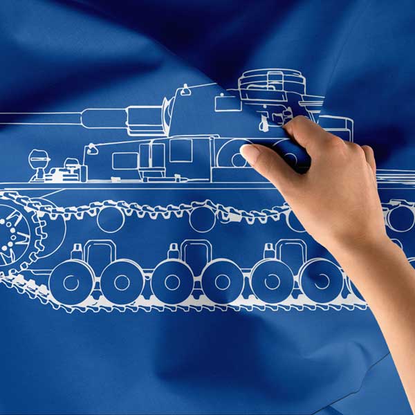 military-wall-art-decor-11094-04 Mavi Zemin Üzerine Tank Şeması Duvar Örtüsü 11094
