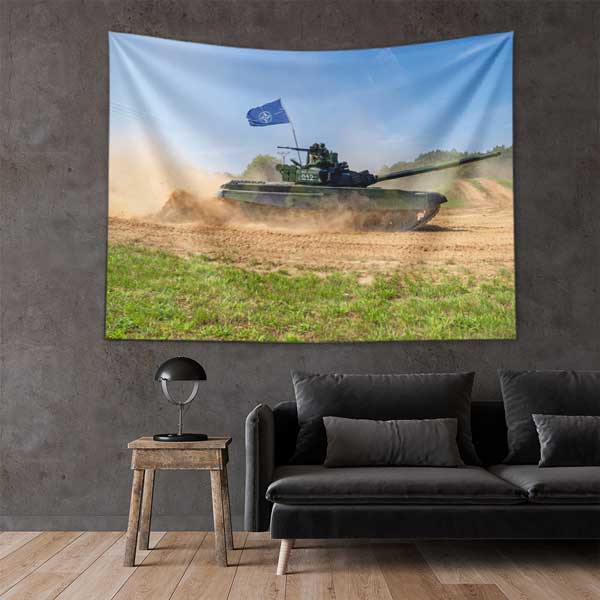 NATO Bayraklı Askeri Tank Duvar Örtüsü 11096
