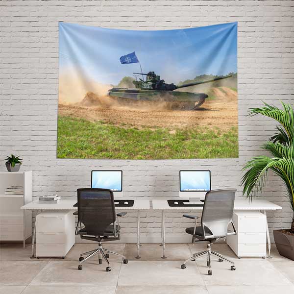 NATO Bayraklı Askeri Tank Duvar Örtüsü 11096