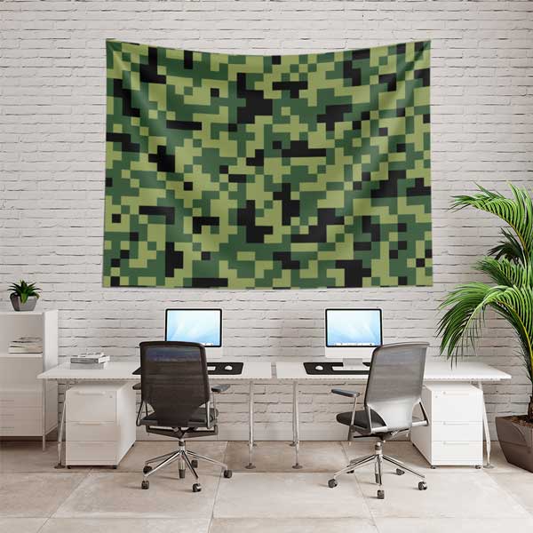 Dijital Kamuflaj Desenli Duvar Örtüsü - Piksel Desen 11100