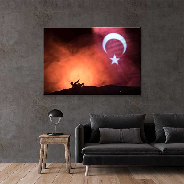Türk Bayrağı ve Mehmetçik Destanı Kanvas Tablo – 11238