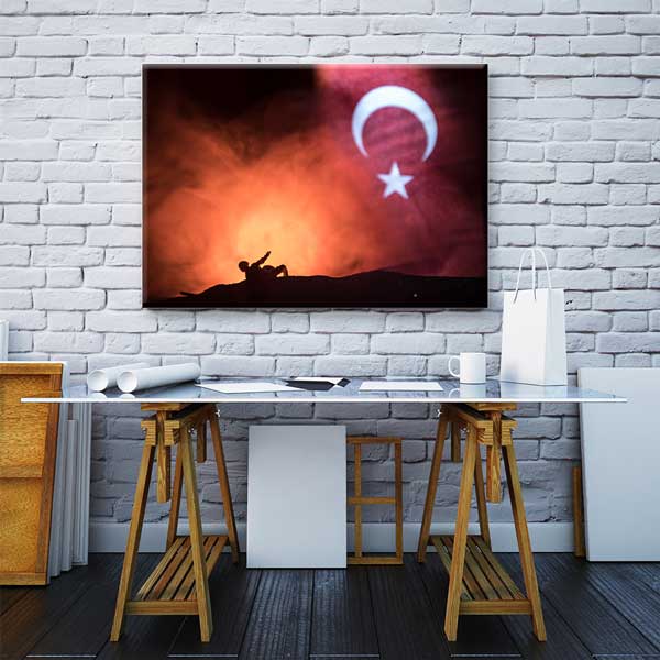 Türk Bayrağı ve Mehmetçik Destanı Kanvas Tablo – 11238