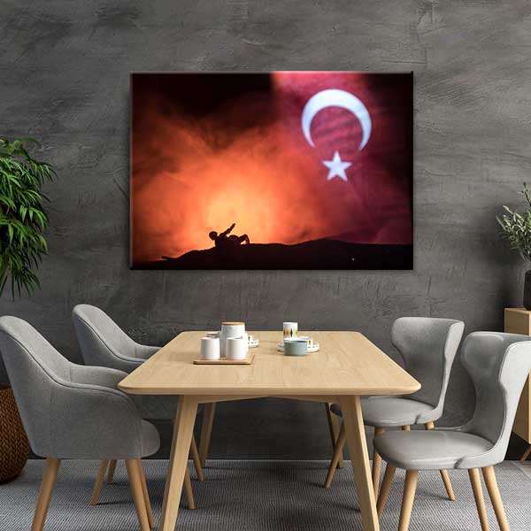 Türk Bayrağı ve Mehmetçik Destanı Kanvas Tablo – 11238