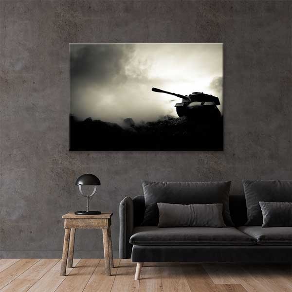 military-wall-canvas-decor-11225-01 Tank Silueti Savaş Alanı Kanvas Tablo – 11225