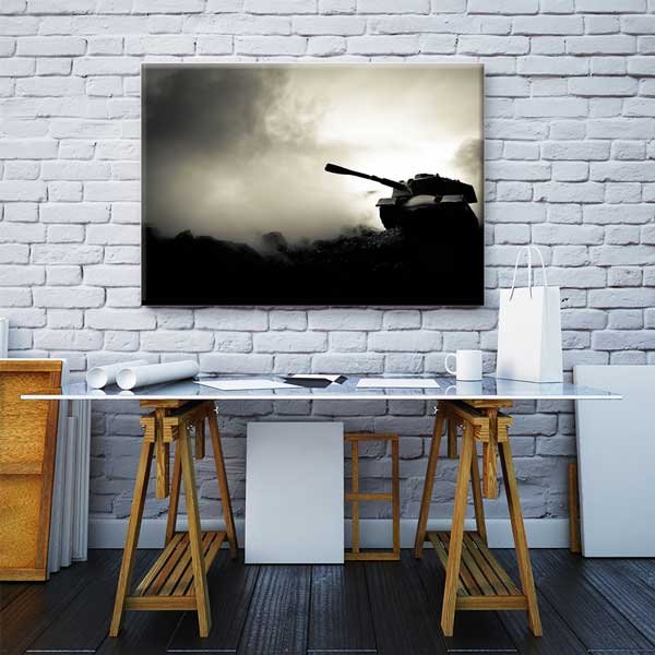 military-wall-canvas-decor-11225-02 Tank Silueti Savaş Alanı Kanvas Tablo – 11225