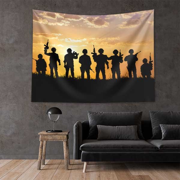 Gün Batımı Asker Silueti Duvar Örtüsü 11064