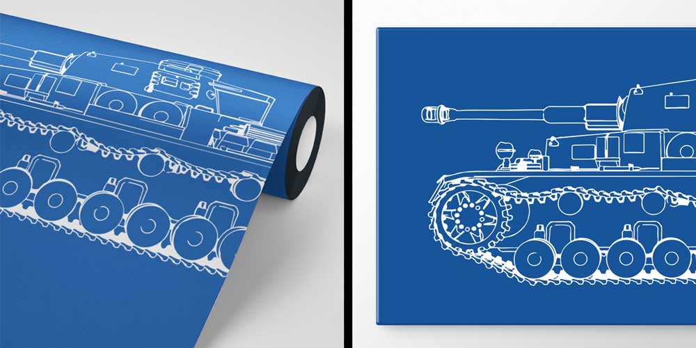 Mavi Zemin Üzerine Teknik Tank Çizimi Duvar Kağıdı 10982