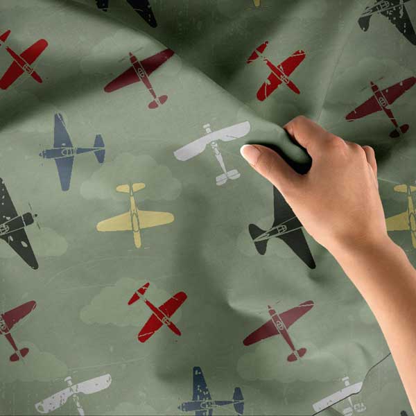 Retro Askeri Uçak Desenli Duvar Örtüsü 11128
