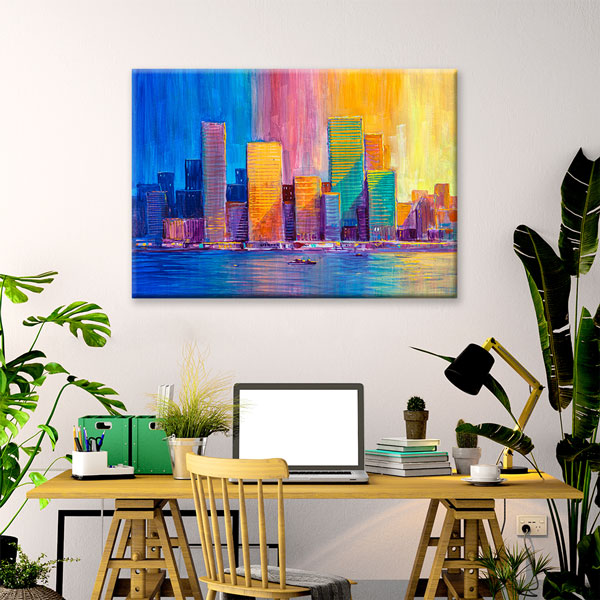 Renkli Şehir Silüeti Kanvas Tablo – 5542