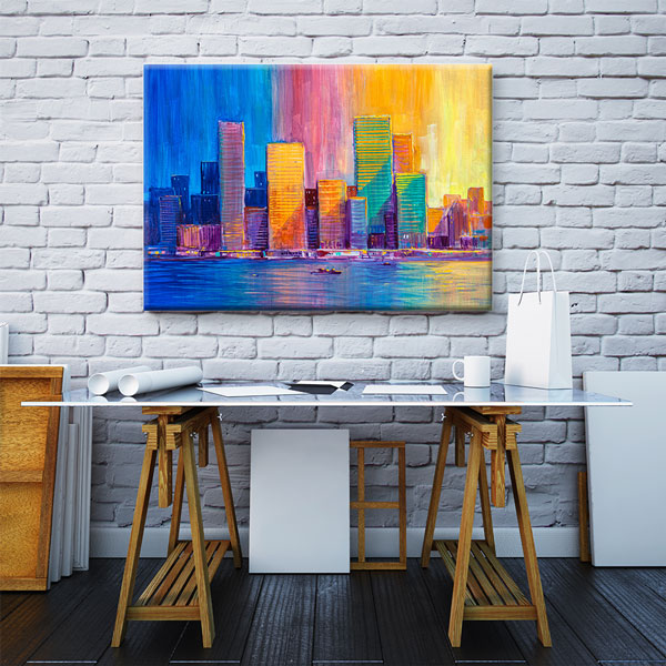 Renkli Şehir Silüeti Kanvas Tablo – 5542