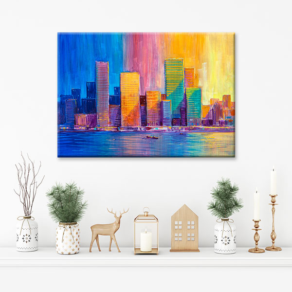 Renkli Şehir Silüeti Kanvas Tablo – 5542