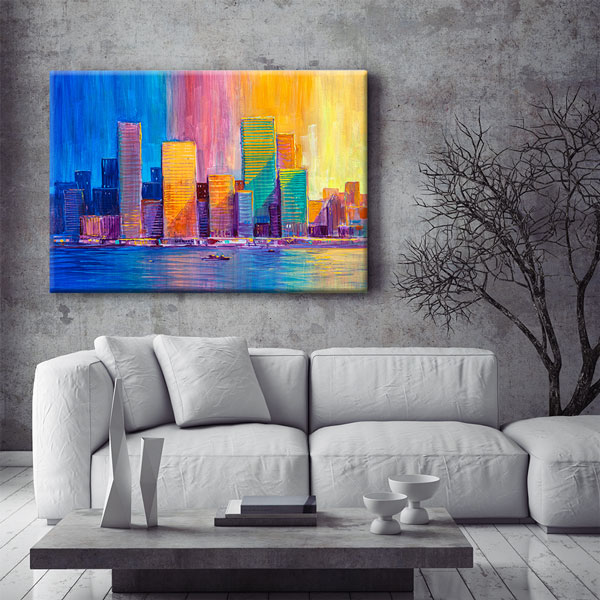 Renkli Şehir Silüeti Kanvas Tablo – 5542